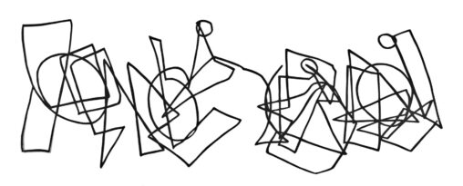 Ensemble, papercut by Laura Kinney with blind contour of a jazz band cut from black paper on a white ground